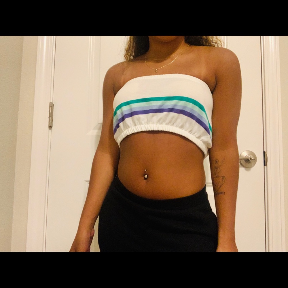 cute striped tube top, size s (read description)